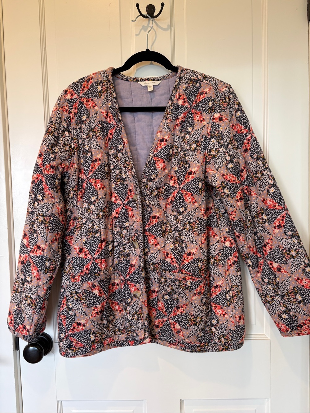 Garnet Hill Quilted Women's Jacket in Pink Floral Print